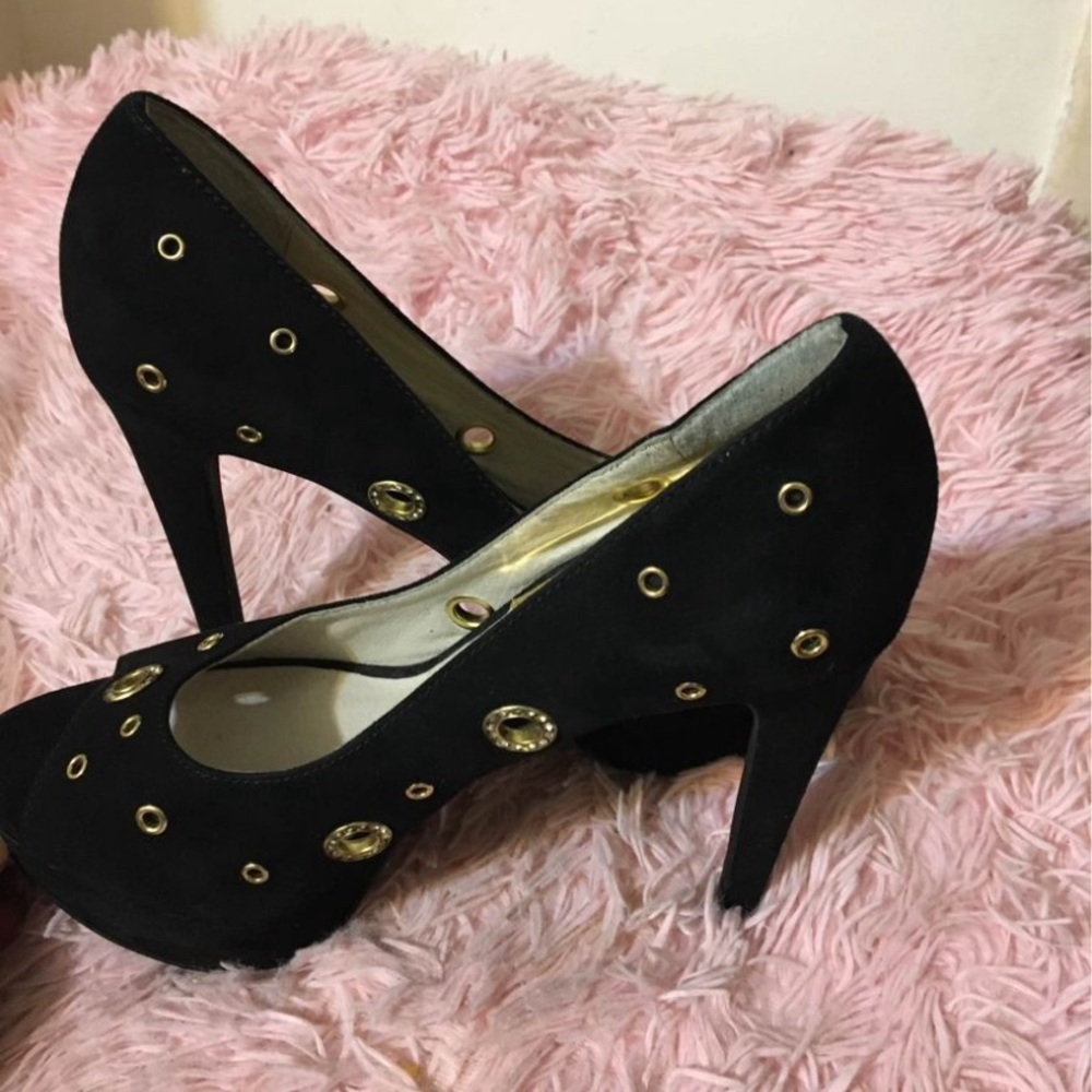 Michael Kors Women's Delilah Peep Toe Tall High Heels Platforms Stilettos SZ 8.5 - Picture 10 of 11